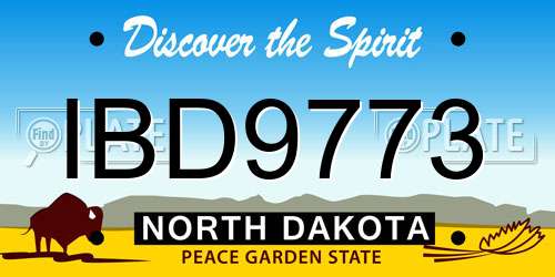 IBD9773 North Dakota License Plate
