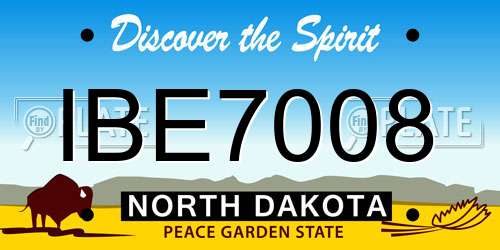 IBE7008 North Dakota License Plate