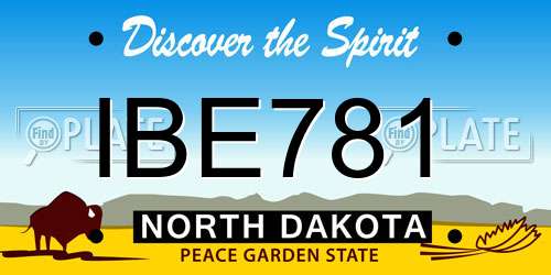 IBE781 North Dakota License Plate