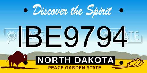 IBE9794 North Dakota License Plate