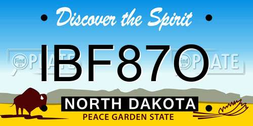 IBF87O North Dakota License Plate