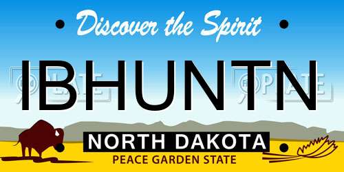 IBHUNTN North Dakota License Plate