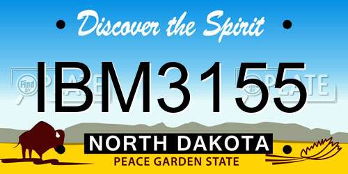 IBM3155 North Dakota License Plate