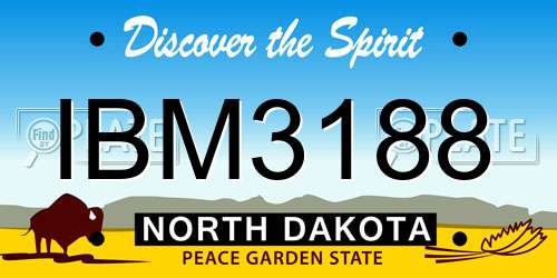 IBM3188 North Dakota License Plate