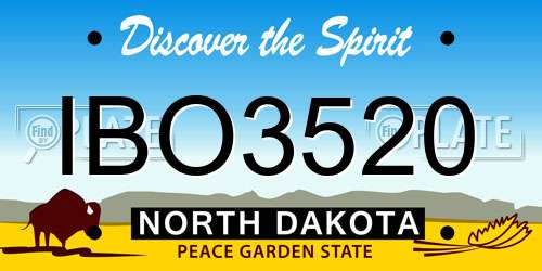 IBO3520 North Dakota License Plate