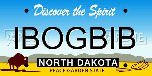 IBOGBIB North Dakota License Plate