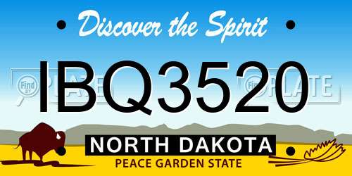 IBQ3520 North Dakota License Plate