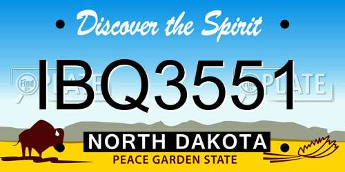IBQ3551 North Dakota License Plate