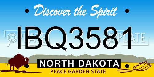 IBQ3581 North Dakota License Plate