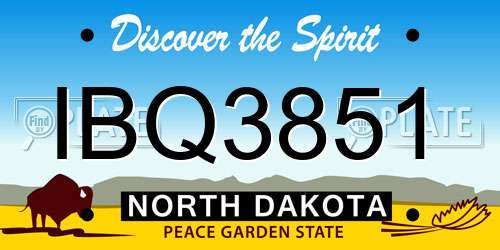 IBQ3851 North Dakota License Plate