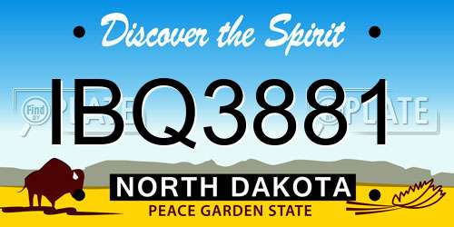 IBQ3881 North Dakota License Plate