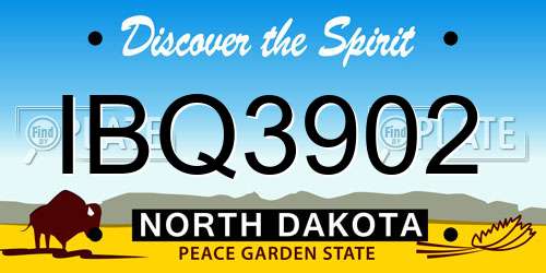 IBQ3902 North Dakota License Plate