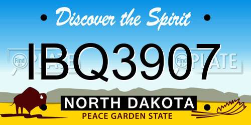 IBQ3907 North Dakota License Plate