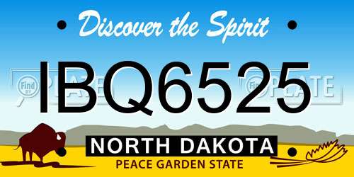 IBQ6525 North Dakota License Plate