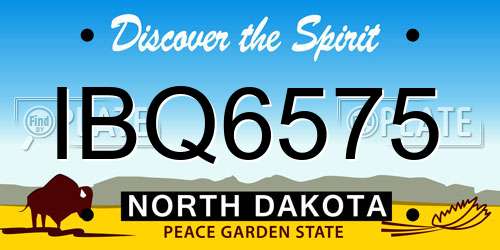 IBQ6575 North Dakota License Plate