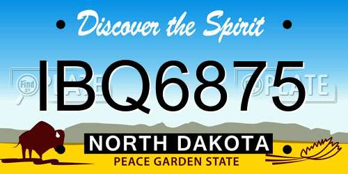IBQ6875 North Dakota License Plate