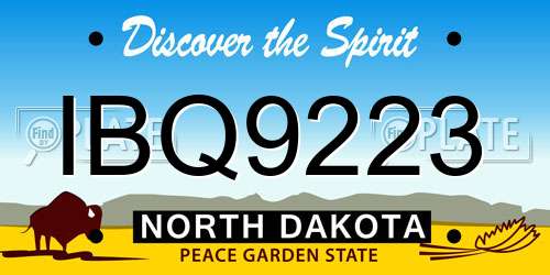 IBQ9223 North Dakota License Plate