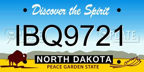 IBQ9721 North Dakota License Plate