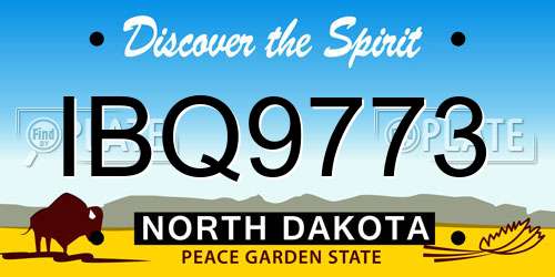 IBQ9773 North Dakota License Plate