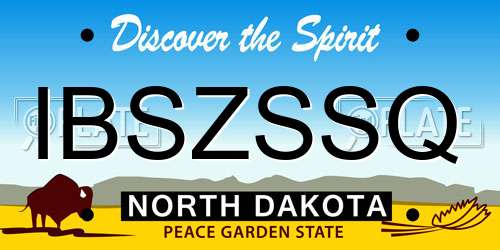 IBSZSSQ North Dakota License Plate