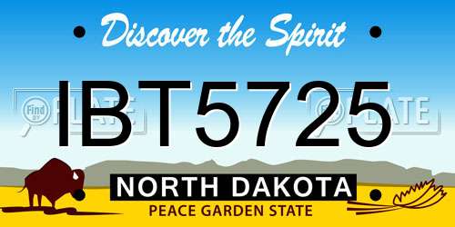 IBT5725 North Dakota License Plate