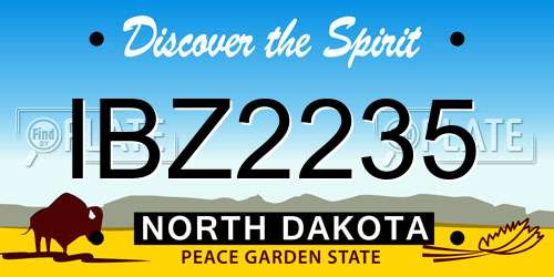 IBZ2235 North Dakota License Plate