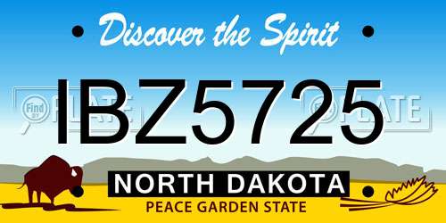 IBZ5725 North Dakota License Plate