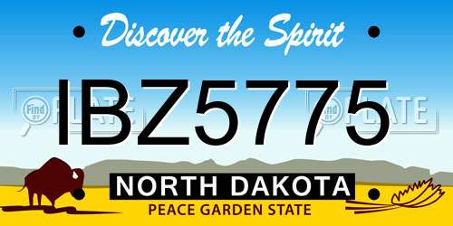 IBZ5775 North Dakota License Plate