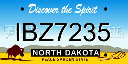 IBZ7235 North Dakota License Plate