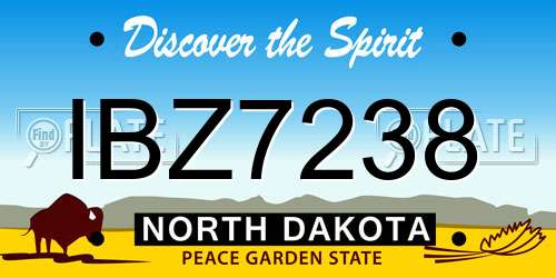 IBZ7238 North Dakota License Plate