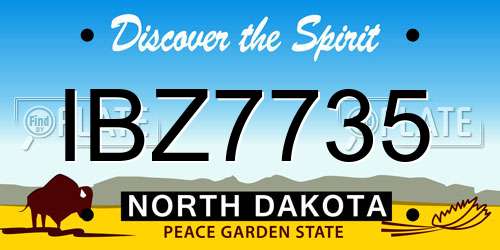 IBZ7735 North Dakota License Plate