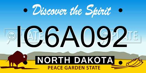 IC6A092 North Dakota License Plate