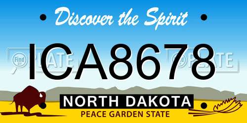 ICA8678 North Dakota License Plate