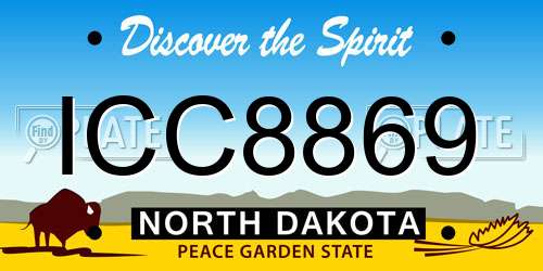 ICC8869 North Dakota License Plate