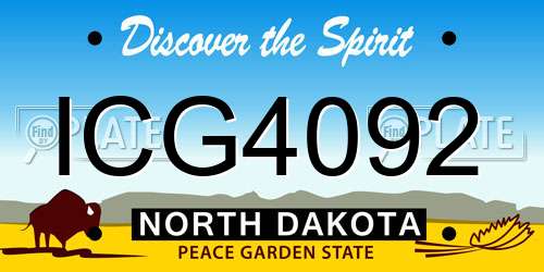 ICG4092 North Dakota License Plate