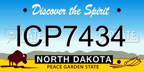 ICP7434 North Dakota License Plate