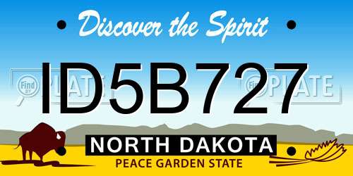 ID5B727 North Dakota License Plate
