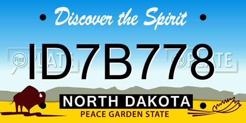 ID7B778 North Dakota License Plate
