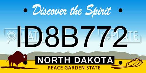 ID8B772 North Dakota License Plate