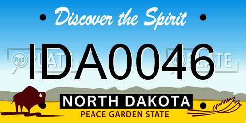 IDA0046 North Dakota License Plate
