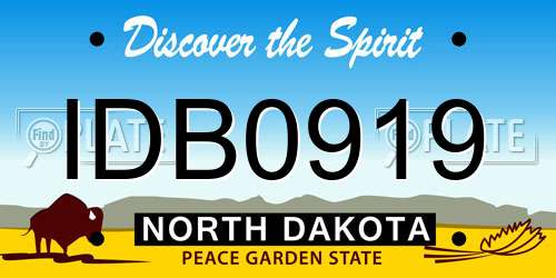IDB0919 North Dakota License Plate