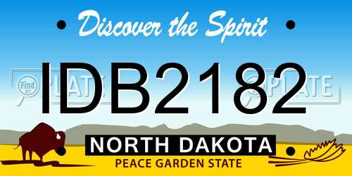IDB2182 North Dakota License Plate