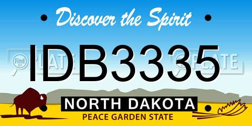 IDB3335 North Dakota License Plate