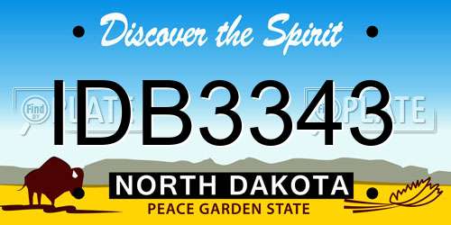 IDB3343 North Dakota License Plate