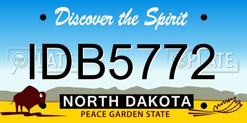 IDB5772 North Dakota License Plate