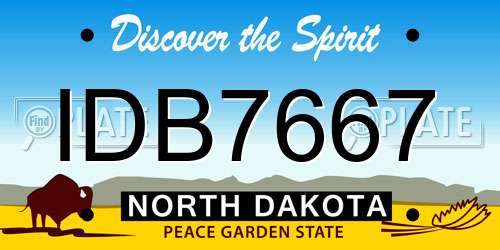 IDB7667 North Dakota License Plate