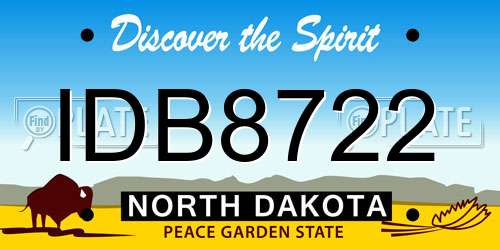 IDB8722 North Dakota License Plate