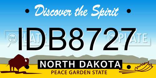 IDB8727 North Dakota License Plate