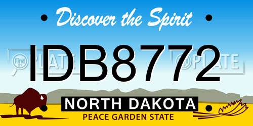 IDB8772 North Dakota License Plate