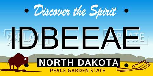 IDBEEAE North Dakota License Plate